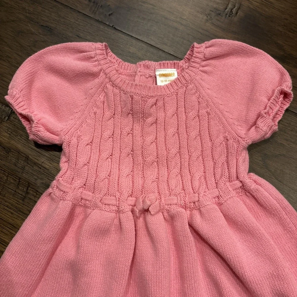 Gymboree Pink Scottie Dogs Faux Fur Knit Sweater Dress Sz 12-18 mo‎ Short Sleeve